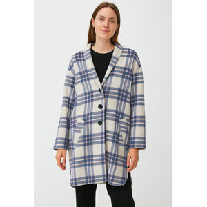 Isabel Marant Étoile Plaid Wool Coat Jacket Blue Red Cream Size 34 XS-S